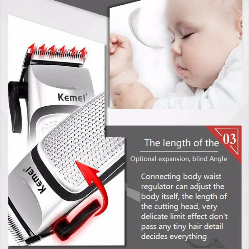 Kemei KM-4639 alat cukur rambut elektrik, mesin pencukur jenggot elektrik profesional, alat perawatan rambut rumah tangga tidak bising rendah