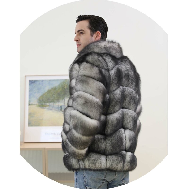 Abrigo de piel de zorro auténtica, chaqueta cálida de invierno, hasta la cintura, último diseño