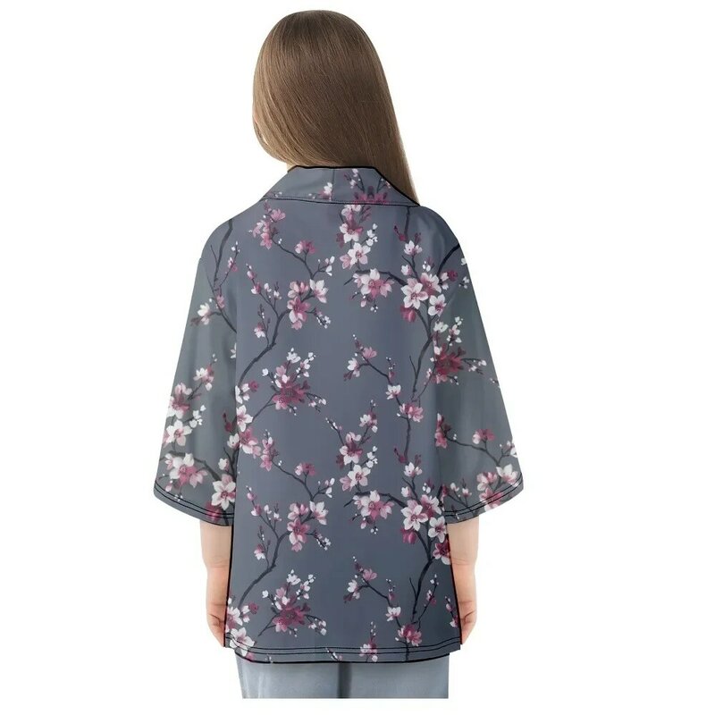 Fashion Flower Print Japanese Kimono 2023 Summer Beach Yukata 3/4 Sleeve Shirt Haori Summer Casual Women Cardigan Tops