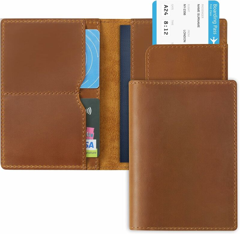 Обложка для паспорта из 100% натуральной кожи Крейзи Хорс, однотонная Обложка для кредитных карт, чехол для визиток, деловой дорожный кошелек унисекс, рекомендовано
