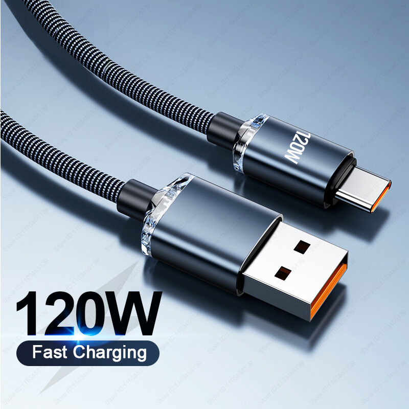 Cable USB tipo C de carga rápida, cargador de teléfono para Samsung, Xiaomi, Huawei, Oneplus, POCO OPPO, 120W, PD