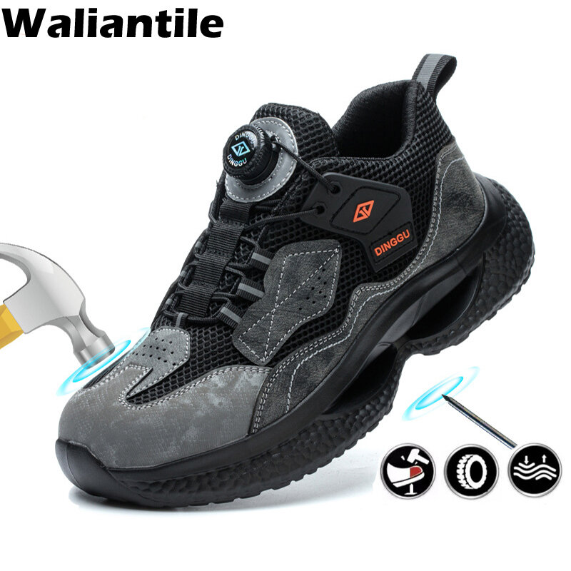 Waliantile Qualtiy Safety Shoes Sneakers For Men Construction Working Boots Puncture Proof Anti-smash Industry Safety Footwear