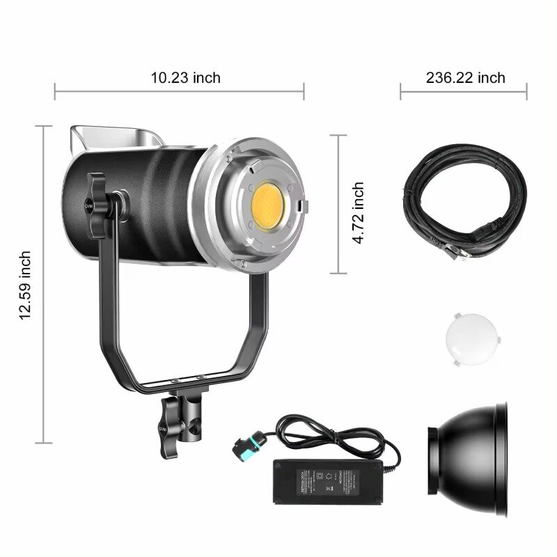 Yun Yi-GVM-SD200D LED Video Light, High Power LED Spotlight, Bi-Color Dia Luz, 200W