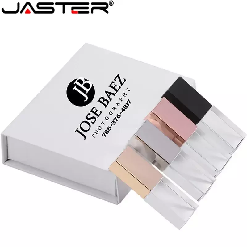 JASTER Crystal USB 2.0 Flash Drive 128GB Creative Wedding Gifts Pen Drive 64GB 100% Real Capacity Pendrive Free Custom Logo 32GB
