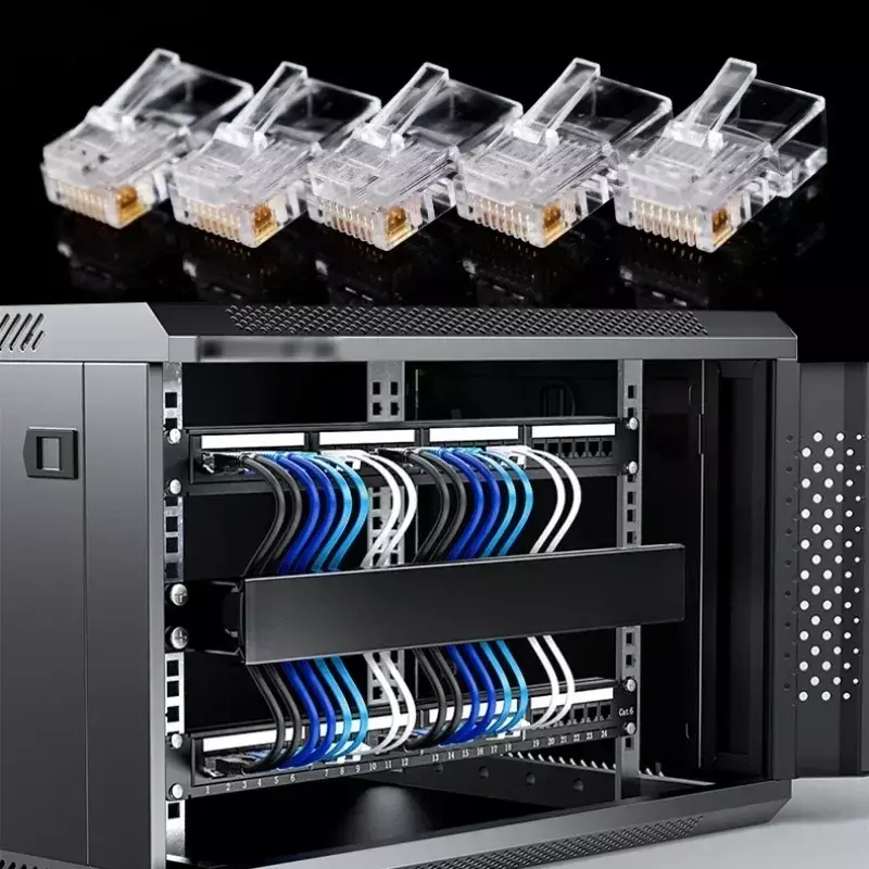 크리스탈 엔드 금도금 커넥터, 크림프 UTP 표준 이더넷 네트워크 모듈러 플러그, RJ45 CAT6 CAT5e 패스 스루, 8P8C, 1-50 개