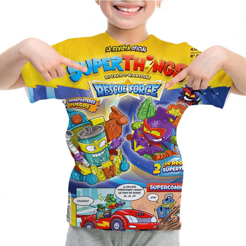 Camiseta con estampado de SuperThings Legends para niños, camiseta de manga corta para niños, ropa informal con cuello redondo, Tops para niñas