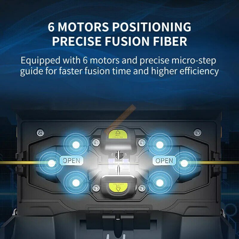 Máquina de soldadura do splicer da fusão da fibra ótica com tela táctil, 6 motores, VFL, OPM, K5