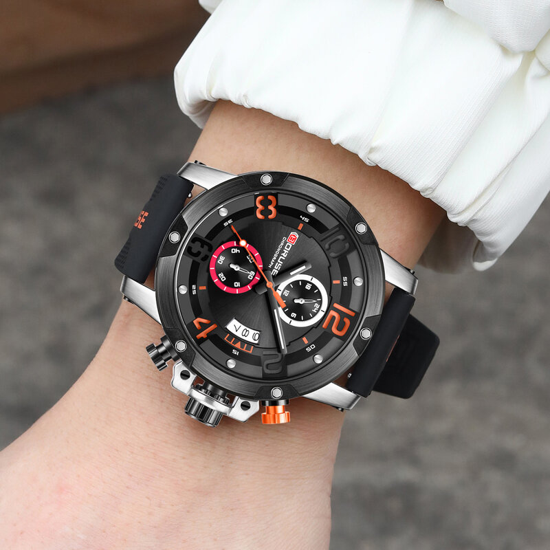 BORUSE-luxo quartzo relógio de pulso masculino, Brand Design, relógios automáticos tempo, impermeável, relógio luminoso