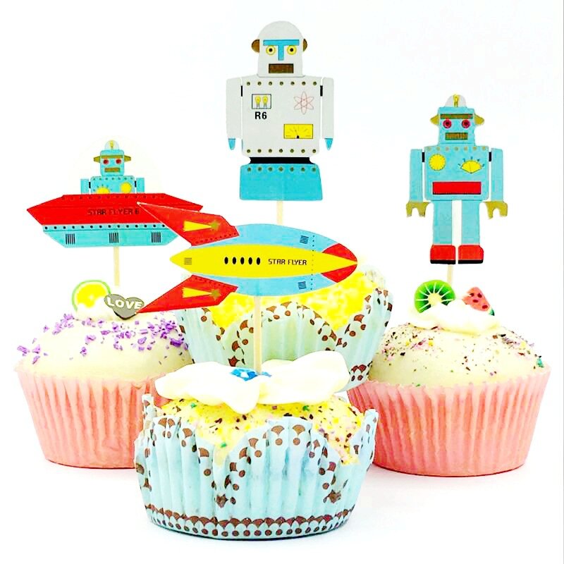 Decoraciones de cumpleaños con temática de Robot, vajilla desechable, platos de papel, vasos, servilletas, globo de aluminio de Robot, Decoración de cumpleaños para niños
