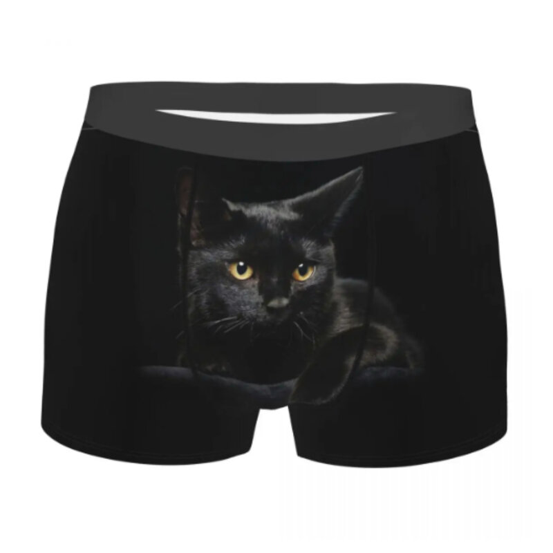 Calzoncillos de gato negro para hombre, ropa interior bonita Kawaii, calzoncillos de animales, Calzoncillos Bóxer ventilados