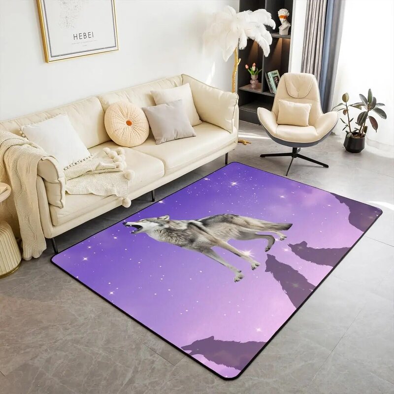Karpet serigala 3D binatang liar, tikar lantai dalam ruangan untuk ruang tamu, Kamar mandi, Kamar tidur, berburu binatang