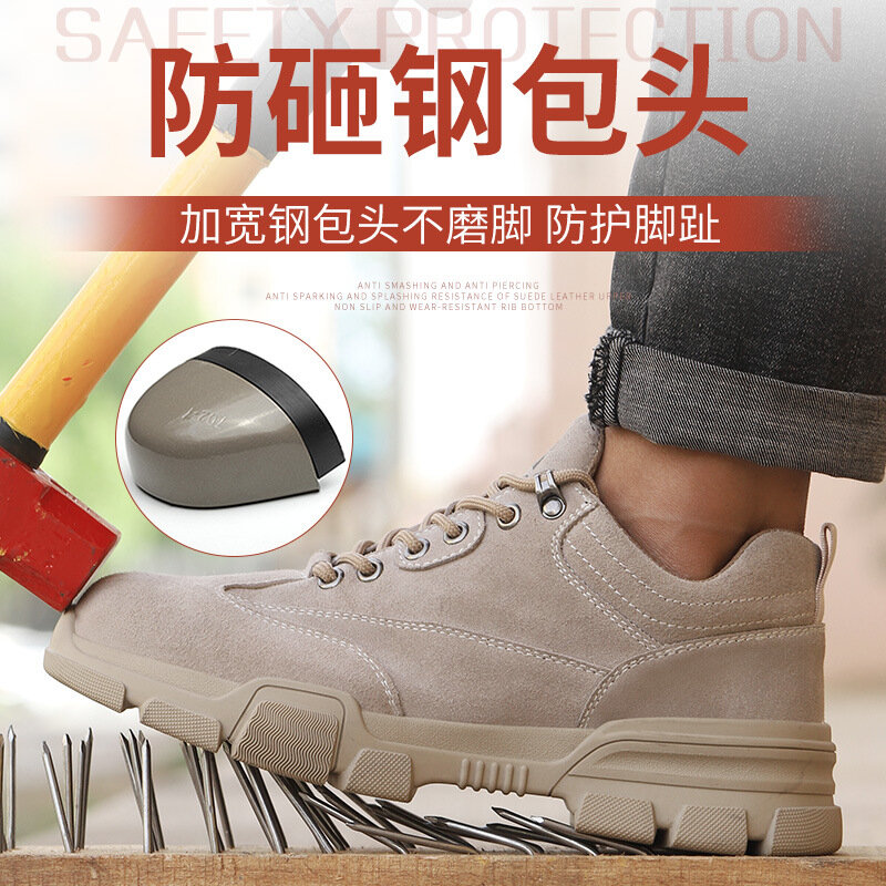 Zapatos De seguridad con punta De acero para Hombre, zapatillas De trabajo indestructibles, ANTIPERFORACIONES, transpirables, botas De trabajo