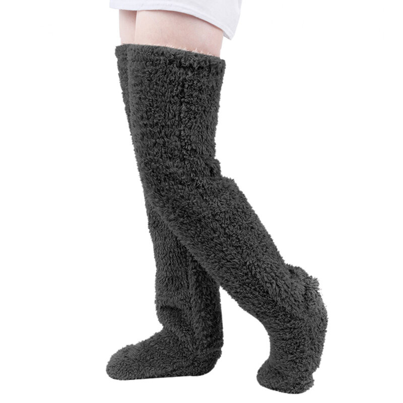 Calcetines largos térmicos de lana para mujer, calentadores de piernas, felpa, se adapta a la mayoría de las personas
