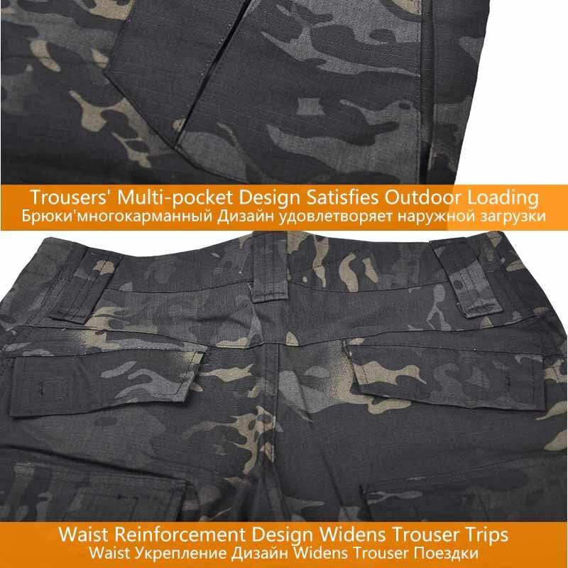 กางเกงคาร์โก้ + แผ่นรองเสื้อผ้าล่าสัตว์ผู้ชายเสื้อผ้าทหารลายพรางกางเกงลายทหารแนวสตรีทแวร์กางเกงยุทธวิธีกลางแจ้ง