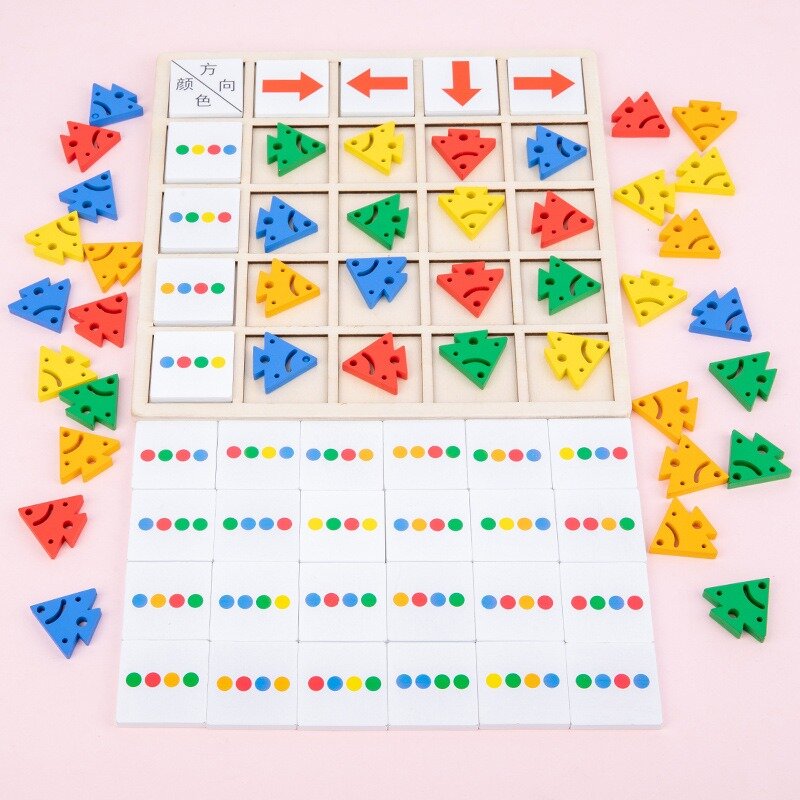 Permainan meja kayu pendidikan Montessori untuk anak-anak. Arah warna permainan pertarungan mainan untuk anak-anak bayi papan sibuk mengajar