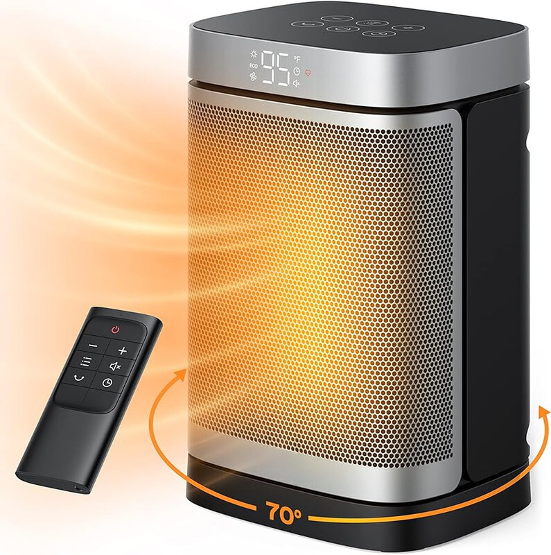Нагреватель помещений, портативный нагреватель с дистанционным управлением, 1500 Вт, керамический электрический нагреватель PTC для спальни с термостатом