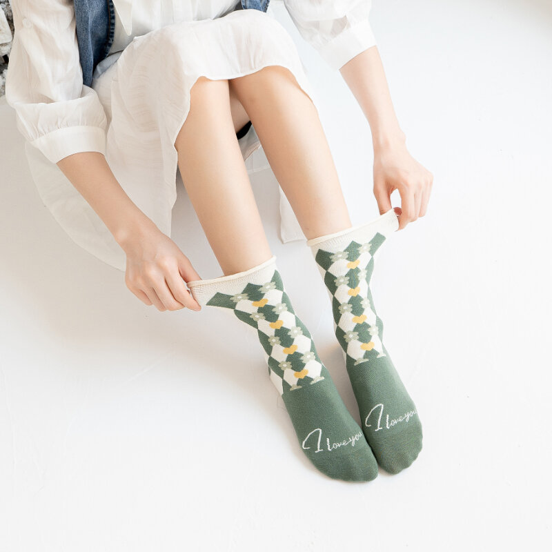 日本の靴下,ミルクコーヒーカラー,コットン,美しい,ロリータ,学生向け,流行