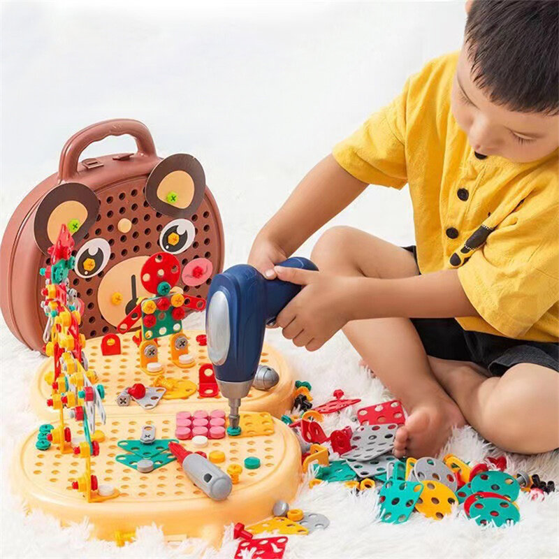 Magiczna Montessori-Montessori skrzynka narzędziowa Montessori z wiertłem Montessori zestaw narzędzi z wiertłem dla dzieci 3-12 lat