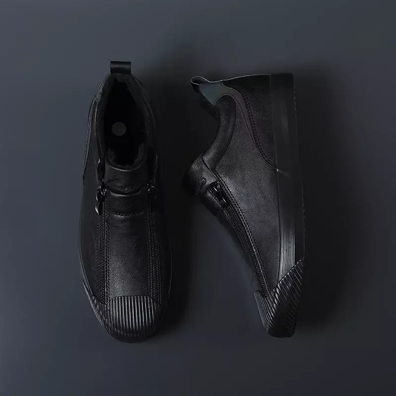 Zapatos de invierno de alta calidad para hombre, calzado informal de felpa, cálido, forrado, exterior, resistente al desgaste, zapatos planos, moda que combina con todo