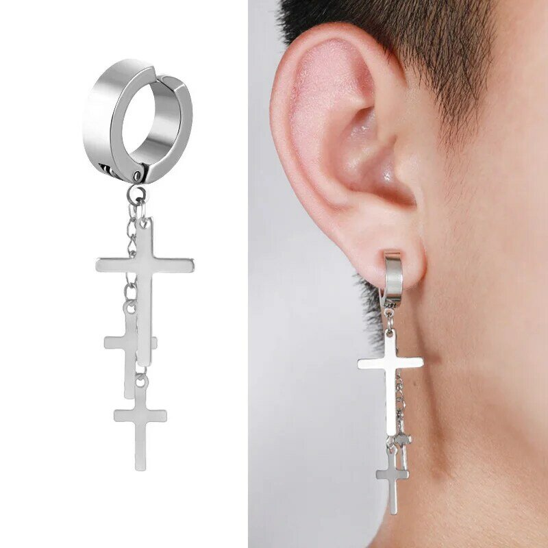 WKOUD-pendientes de Clip de oreja de acero inoxidable para hombres y mujeres, joyería falsa sin perforación, color Punk, Pop callejero, regalo, 1 unidad