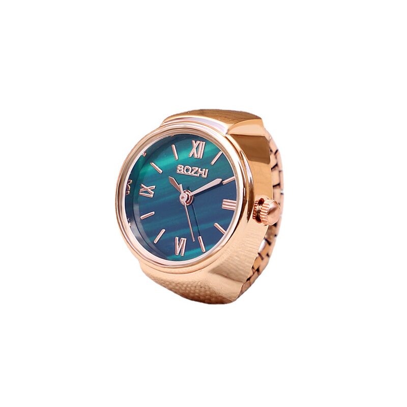 Mini reloj verde con anillo creativo para hombre y mujer, nuevo movimiento Sl68, accesorios de moda, carcasa de aleación, joyería para dedo, anillo de tendencia, regalo