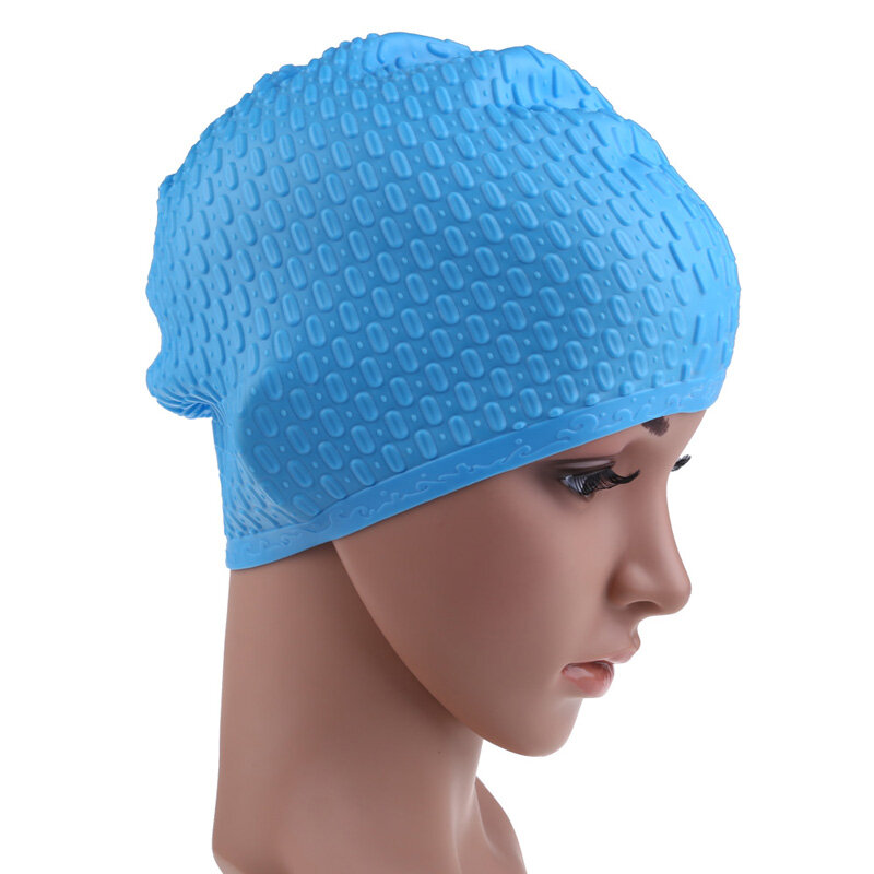 1 Buah Topi Renang Tahan Air Silikon Topi Renang Olahraga Rambut Panjang Pelindung Telinga Topi Renang Ukuran Bebas untuk Pria & Wanita Dewasa