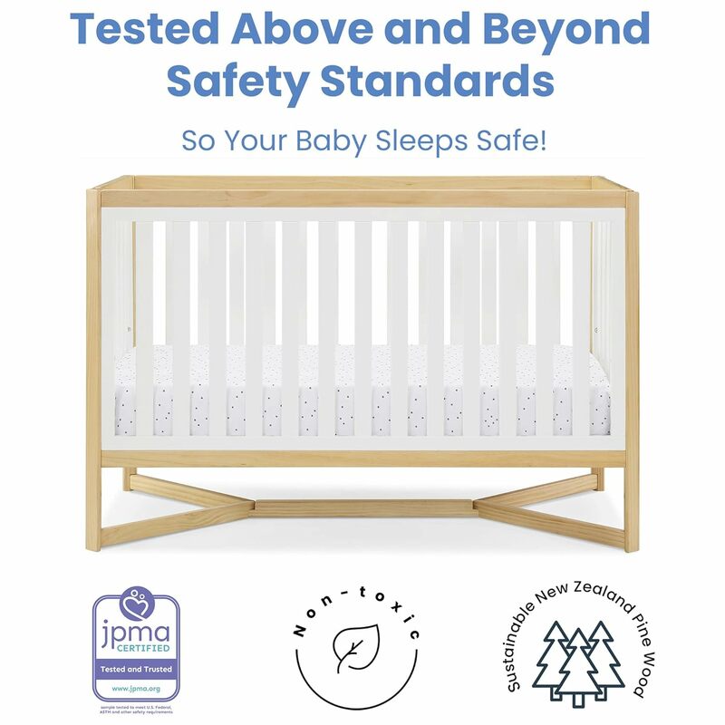 Детская кроватка-трансформер Delta Tribeca 4 в 1, белая/натуральная, матрас в комплект не входит.
