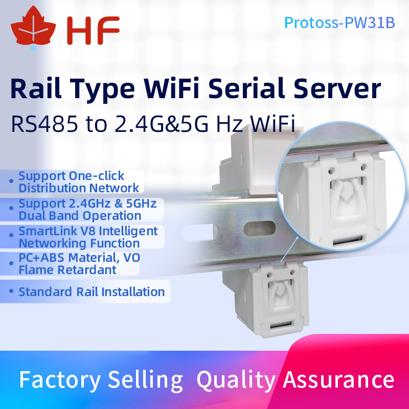 DIN-Rail Port seri RS485 ke 2.45 5G WiFi Converter Server PW31B AC110V ~ 220V atau DC mendukung Modbus TCP ke RTU MQTT