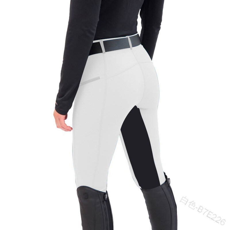 女性のカジュアルなジッパーレギンス、伸縮性のあるパンツ、乗馬パンツ、馬の乗馬、ファッション