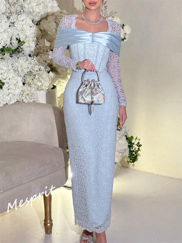 Abschluss ball Kleid Abend Saudi-Arabien Trikot Falte Abschluss A-Linie Vierkant ausschnitt maßge schneiderte Anlass Kleid Midi Kleider