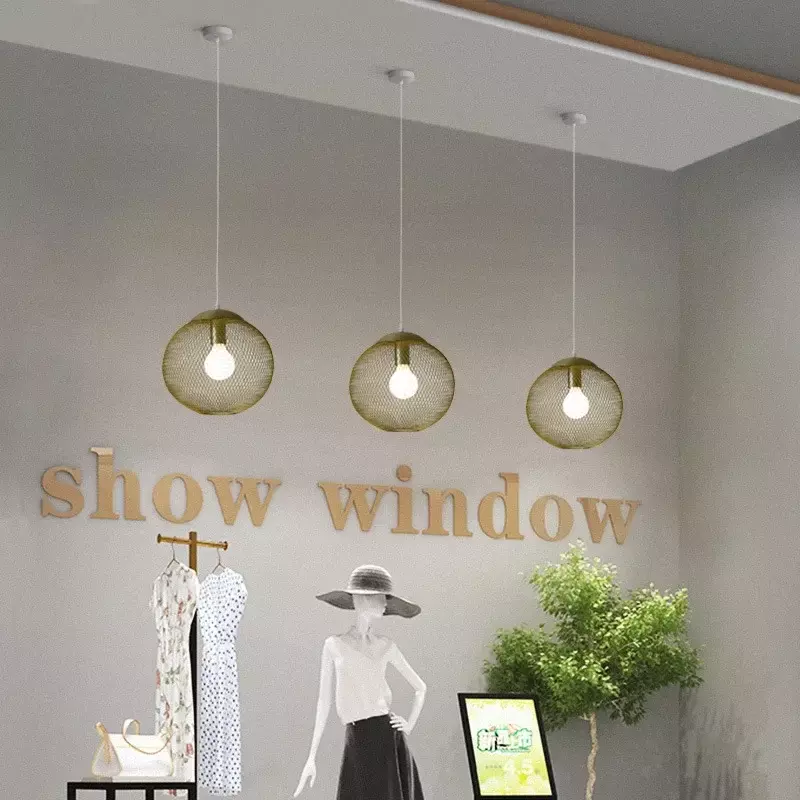 Designer Golden Birdcage LED Pendant Chandeliers, Iluminação para loja de roupas, Luminária Suspensa, Restaurante e Cozinha Suspensão, E27