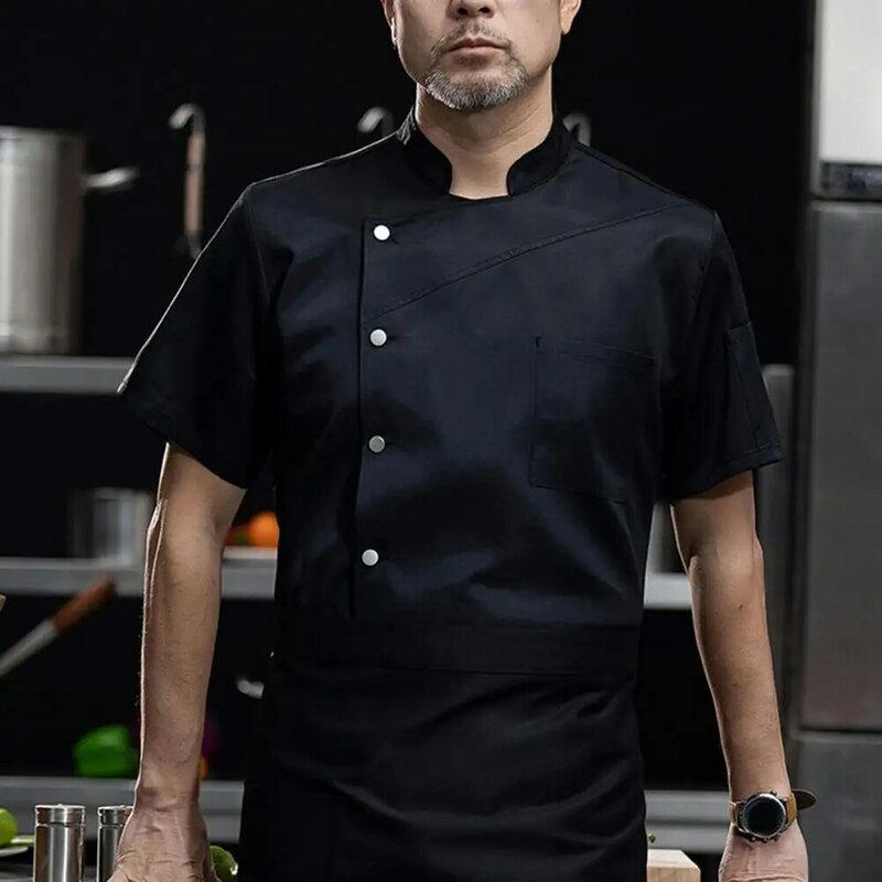 Chef camisa de manga curta para homens, Roupa de trabalho para hotel, Restauração, Restaurante ocidental, Cozimento de cozinha