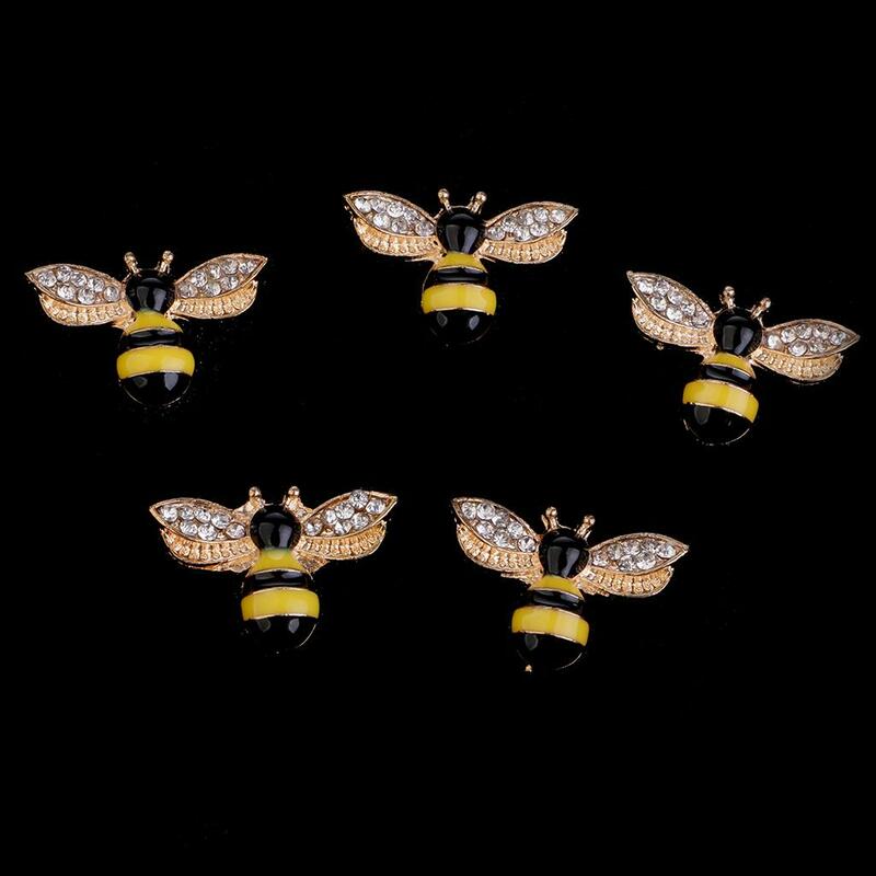 5 pezzi bottoni Flatback con strass in lega a forma di ape abbellimenti Scrapbooking