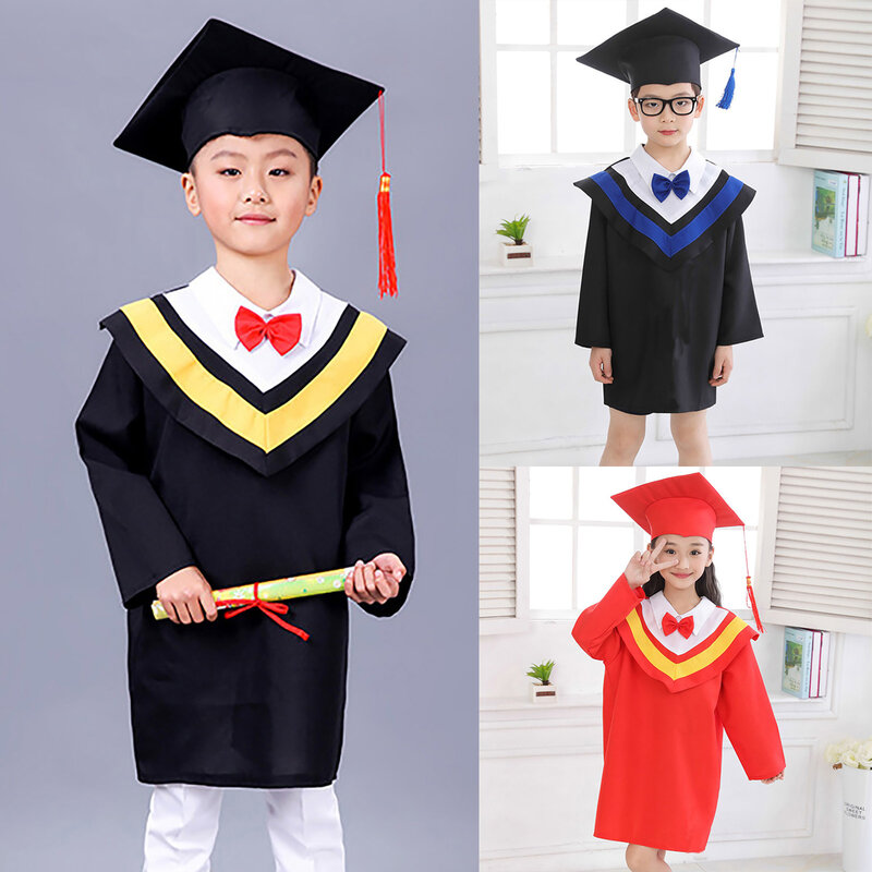 Vestido de graduación para niños y niñas, disfraces de despedida de soltera, vestido de graduación para estudiantes de escuela primaria con gorra de borla, disfraz de juego de rol