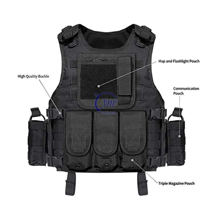 Cheap Molle Black Training Tactical Equipment Plate Carrier Tactical Vest with pouches