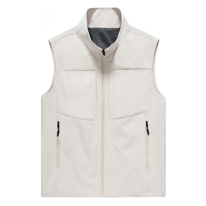 MaiDangDi Spring/Summer Sleeveless Men's Vest Everyday Versatile Solid Color Stand Collar Jacket Breathable Oversized Men Vest
