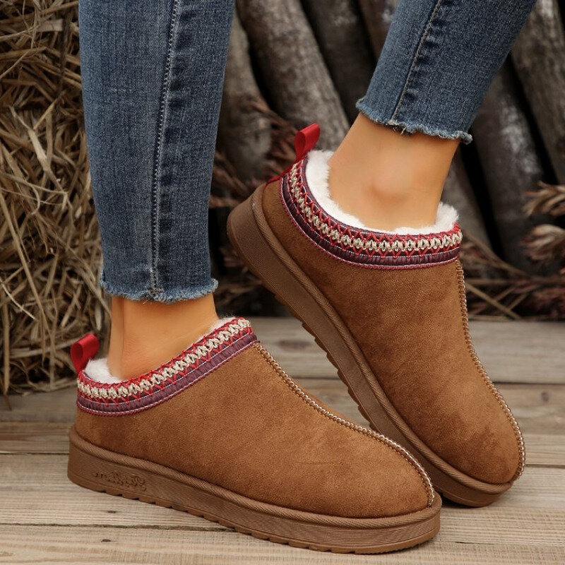 Sandal wol wanita, Kasut Platform hangat kulit domba 36-43