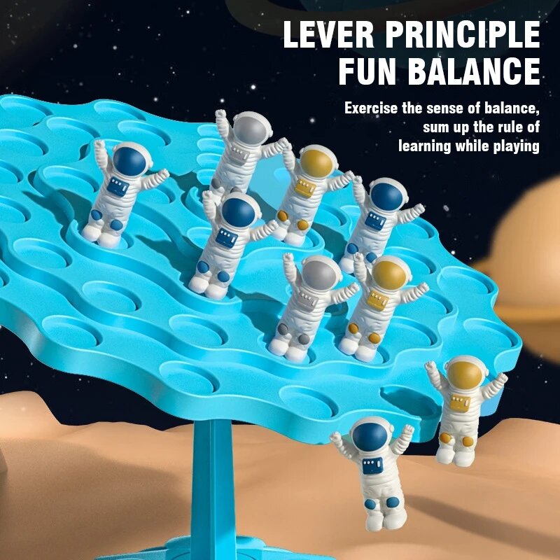 우주인 밸런스 나무 장난감, 어린이 교육용 몬테소리 수학 장난감, 균형 보드, 부모-자녀 상호 작용 테이블 게임