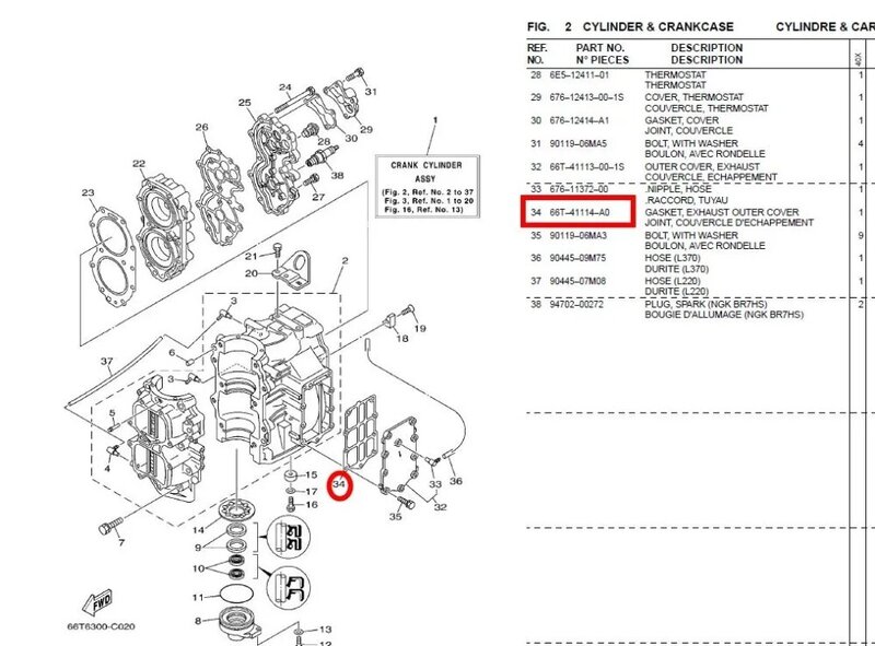 Penutup Outter Knalpot Luar Gasket 66T-41114 untuk Motor Luar Yamaha 2T Parsun Hidea Seapro HDX Etc 66T E40X; 66T-41114-A0