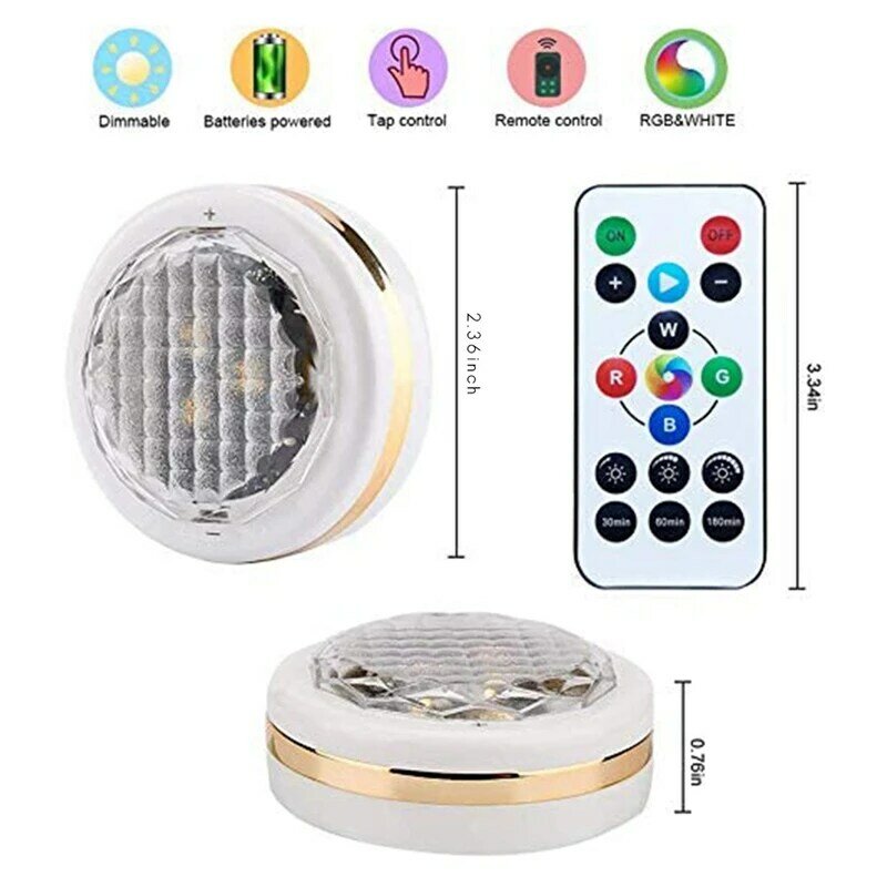 Wireless LED Puck Lights With Remote Control,LED Under Cabinet Lighting,Puck Lights Battery Operated,Closet Light,6 Pack