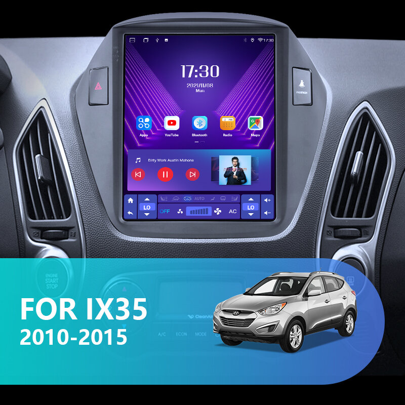 Vtopek dla Hyundai Tucson 2 IX35 2009-2015 z systemem Android 11 dla styl Tesla 2 Din samochód Multimedia radiowe nawigacji wideo Carplay Stereo