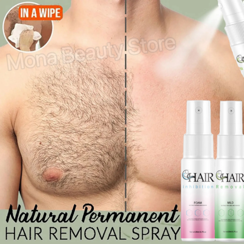 2 minuti di depilazione rapida Spray indolore inibitore della crescita dei capelli gamba braccio ascella depilatorio permanente per la cura della riparazione degli uomini delle signore
