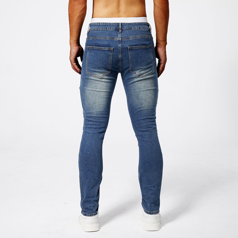 Celana Jeans sobek untuk pria, celana Denim lipat sepeda motor Retro Slim Fit trendi, celana desainer mode Musim Panas 2024