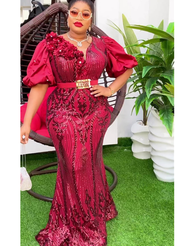 Plus Size African Party Dresses for Women Dashiki Ankara Sequin Wedding Evening Gown Sexy Bodycon Maxi Long Dress Africa Clothes