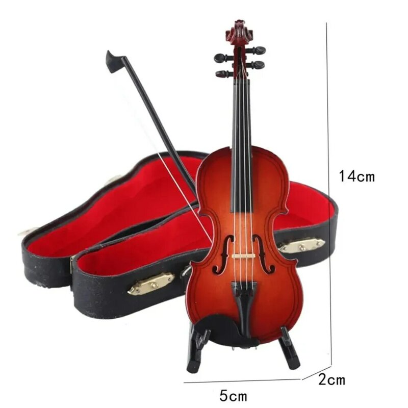 Mini violino Multi-dimensione con supporto violino in miniatura in legno di mogano decorazioni per la casa artigianato Mini strumenti musicali in miniatura