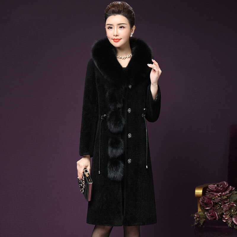 Manteau de cisaille en fourrure, long et chaud, de caractère, moyen et large, imitation de mouton, collection hiver 2023