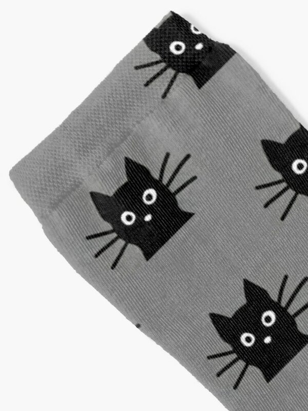 Calcetines negros con cara de gato para hombre y mujer, medias de ciclismo, ideas para regalo de San Valentín