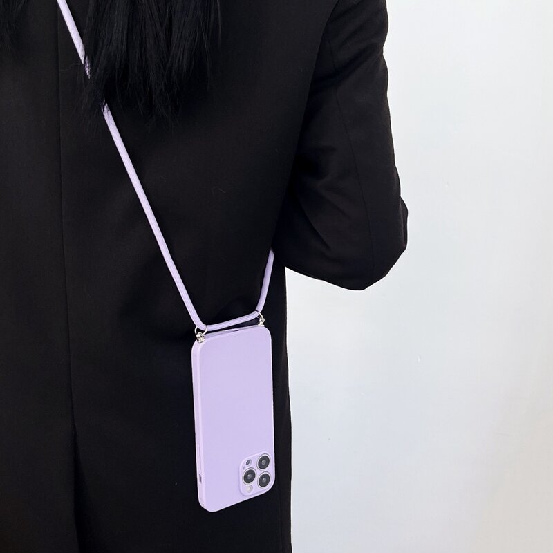 Einfache Cross body Lanyard Silikon hülle für iPhone 15 11 12 13 14 pro max xr x xs 7 8 plus Kordel seil Halskette Riemen Softcover
