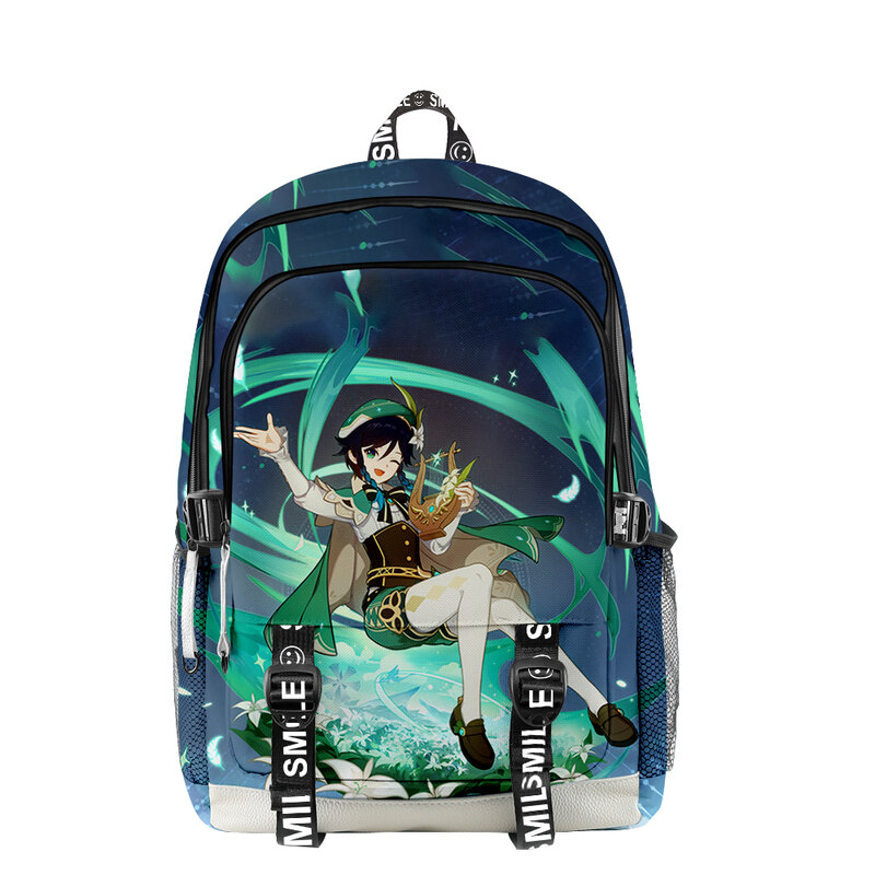2021 Genshin Impact Venti 3D Backpack Oxford Waterproof School Bag Teenager Boys GirlsCartoon Cosplay Travel Backpack Laptop Bag