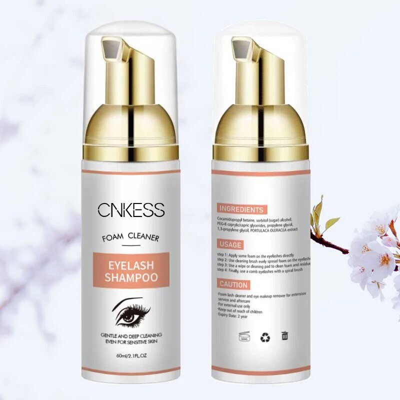 60ml CNKESS Shampoo Professional Eyelash Extension Cleanser Shampoo Eyelash Foam Cleanser Lash Cleanser